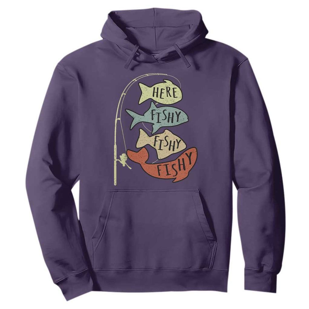 Funny Here Fishy Fishy Retro Fisherman Hoodie TS11 Purple Print Your Wear