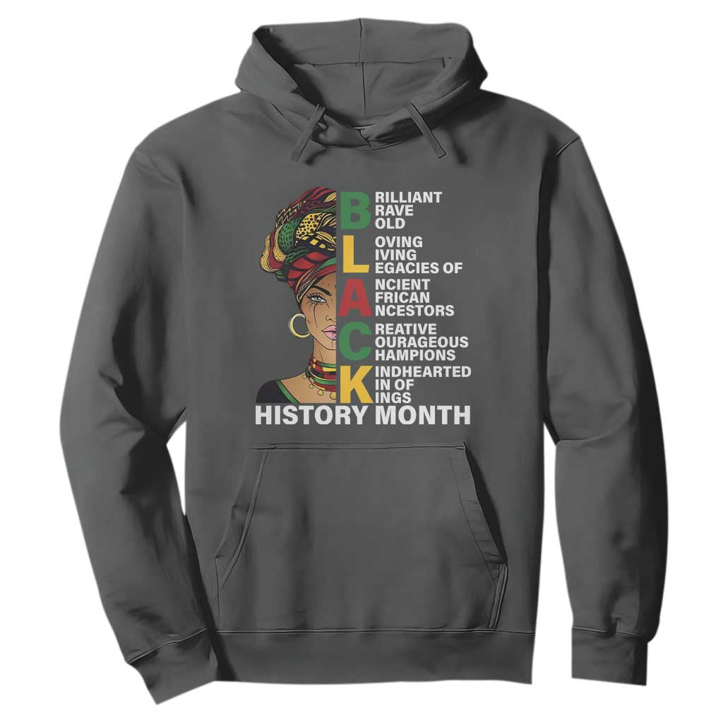 Black History Month Brilliant Brave Bold Hoodie African American Pride TS11 Dark Heather Print Your Wear