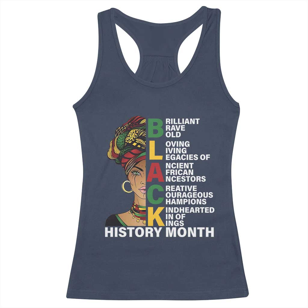 Black History Month Brilliant Brave Bold Racerback Tank Top African American Pride TS11 Navy Print Your Wear