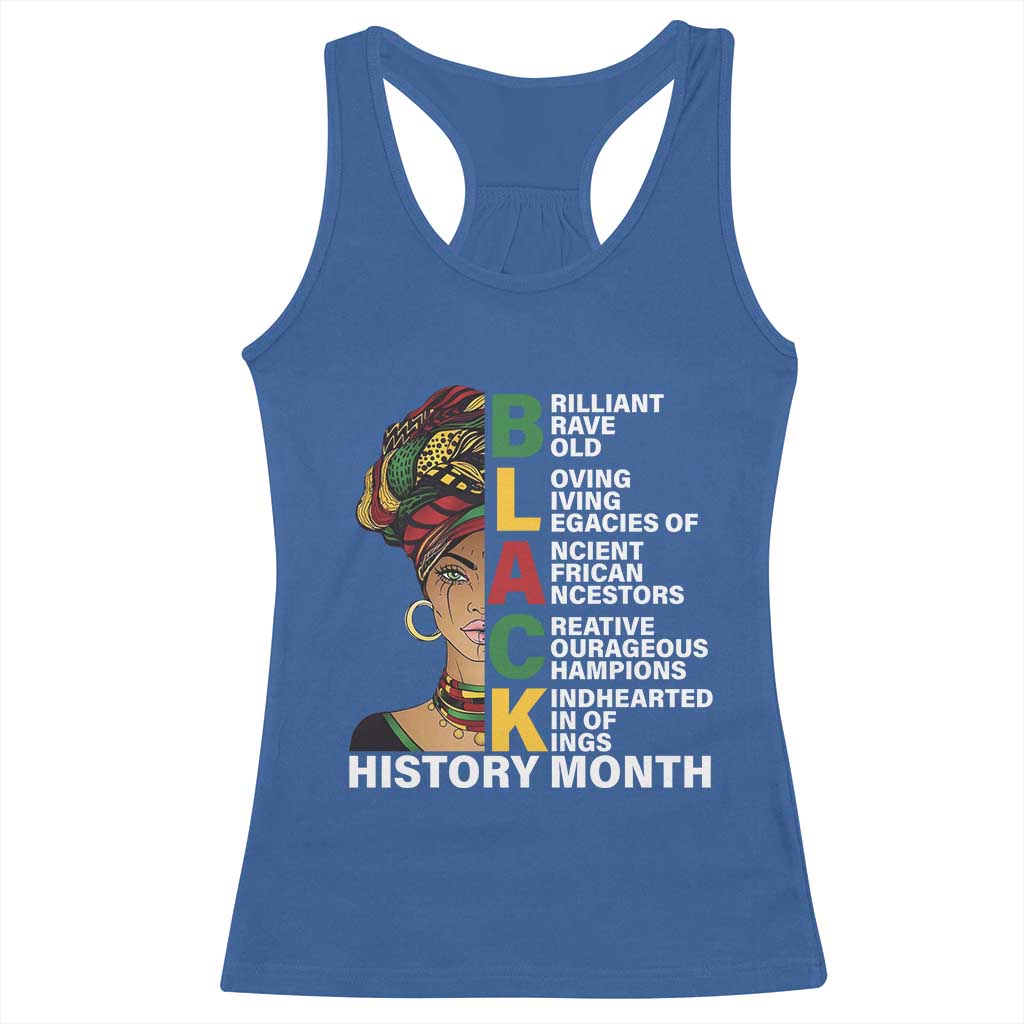Black History Month Brilliant Brave Bold Racerback Tank Top African American Pride TS11 Royal Blue Print Your Wear
