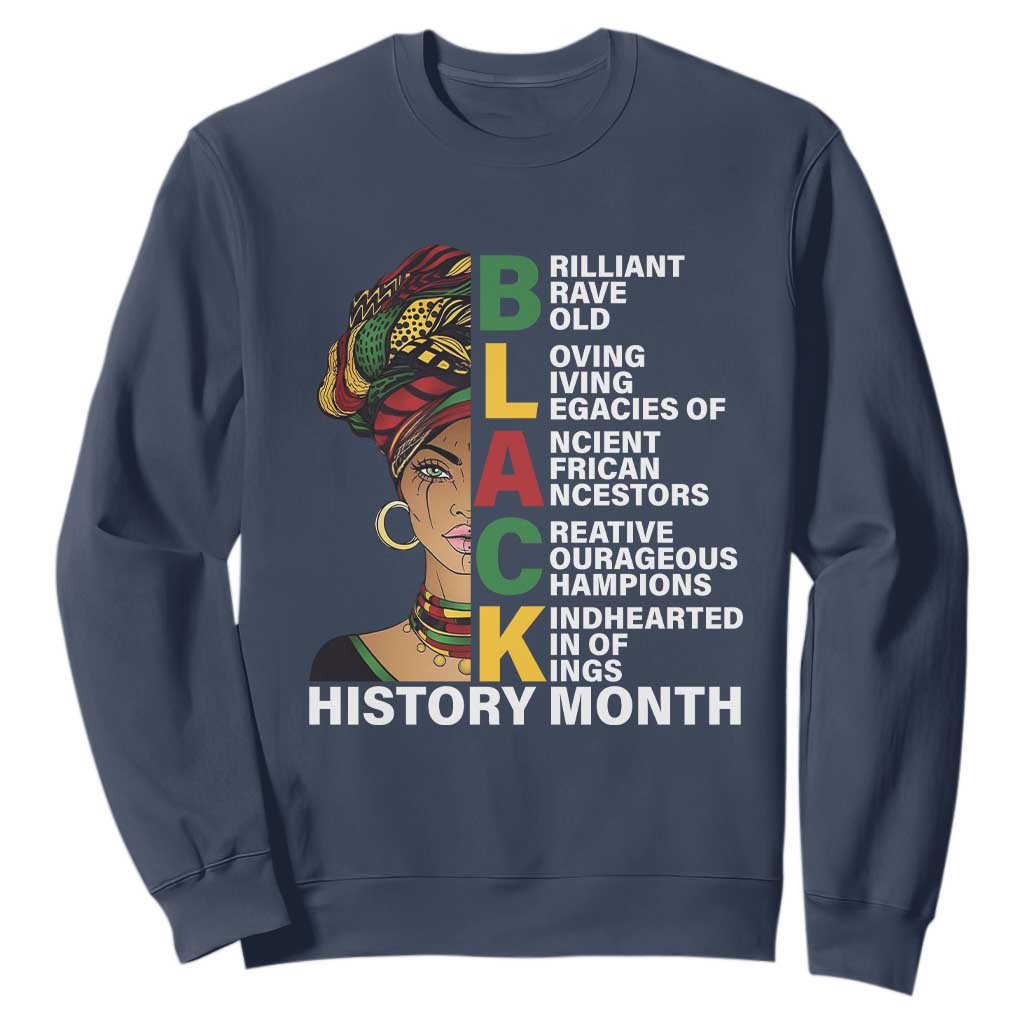Black History Month Brilliant Brave Bold Sweatshirt African American Pride TS11 Navy Print Your Wear