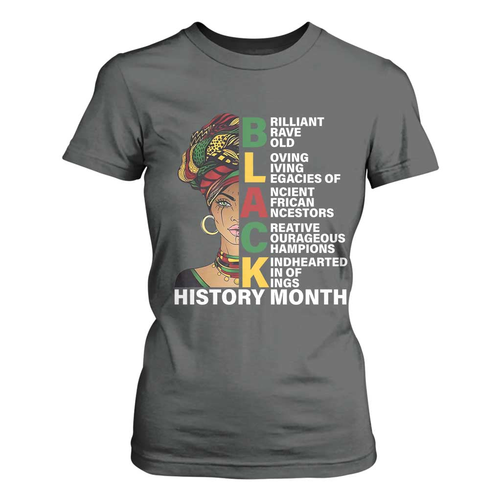 Black History Month Brilliant Brave Bold T Shirt For Women African American Pride TS11 Dark Heather Print Your Wear