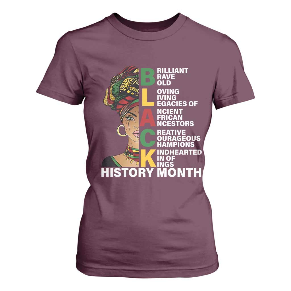Black History Month Brilliant Brave Bold T Shirt For Women African American Pride TS11 Maroon Print Your Wear
