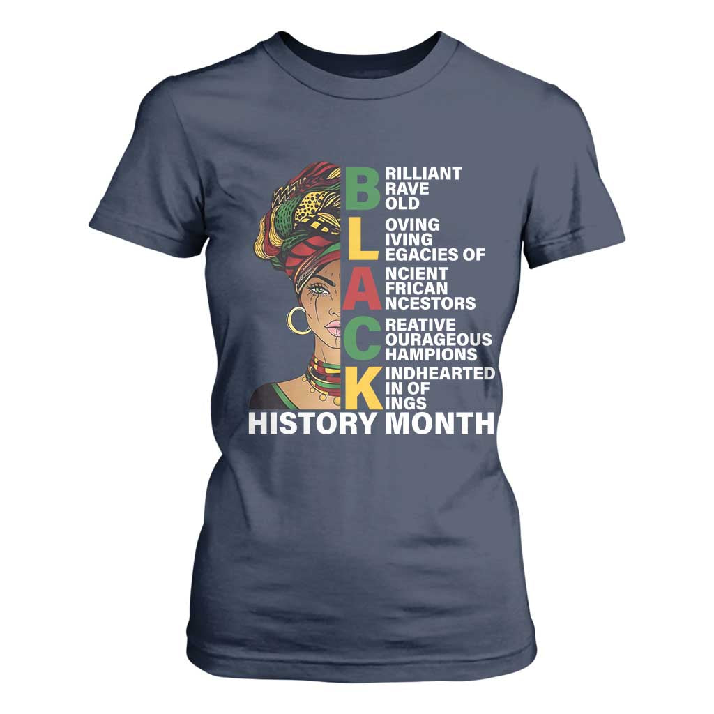 Black History Month Brilliant Brave Bold T Shirt For Women African American Pride TS11 Navy Print Your Wear