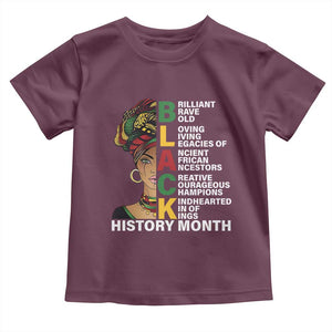 Black History Month Brilliant Brave Bold Toddler T Shirt African American Pride TS11 Maroon Print Your Wear