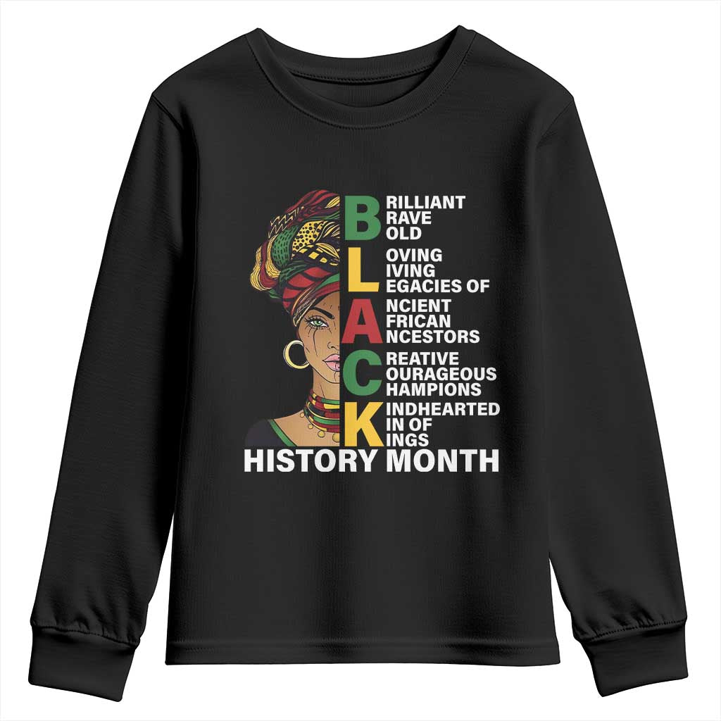 Black History Month Brilliant Brave Bold Youth Sweatshirt African American Pride TS11 Black Print Your Wear