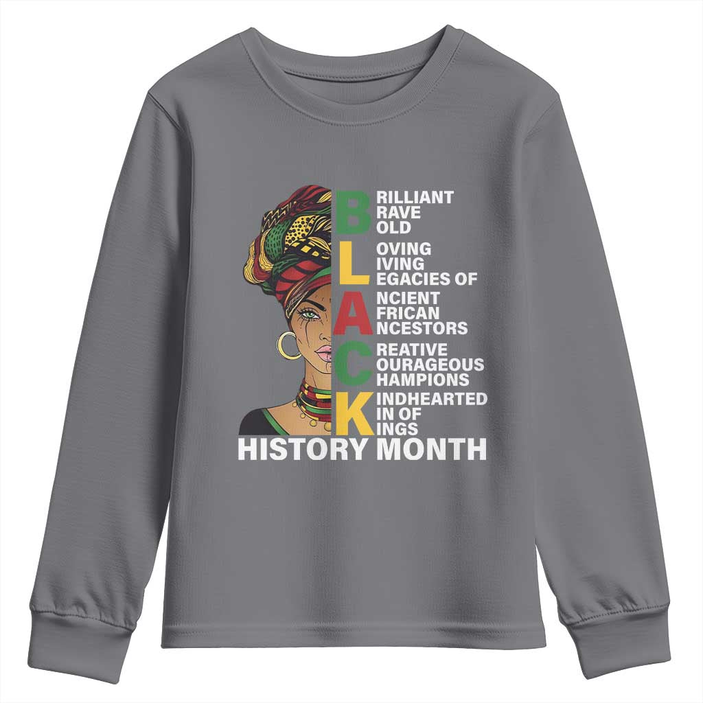 Black History Month Brilliant Brave Bold Youth Sweatshirt African American Pride TS11 Charcoal Print Your Wear