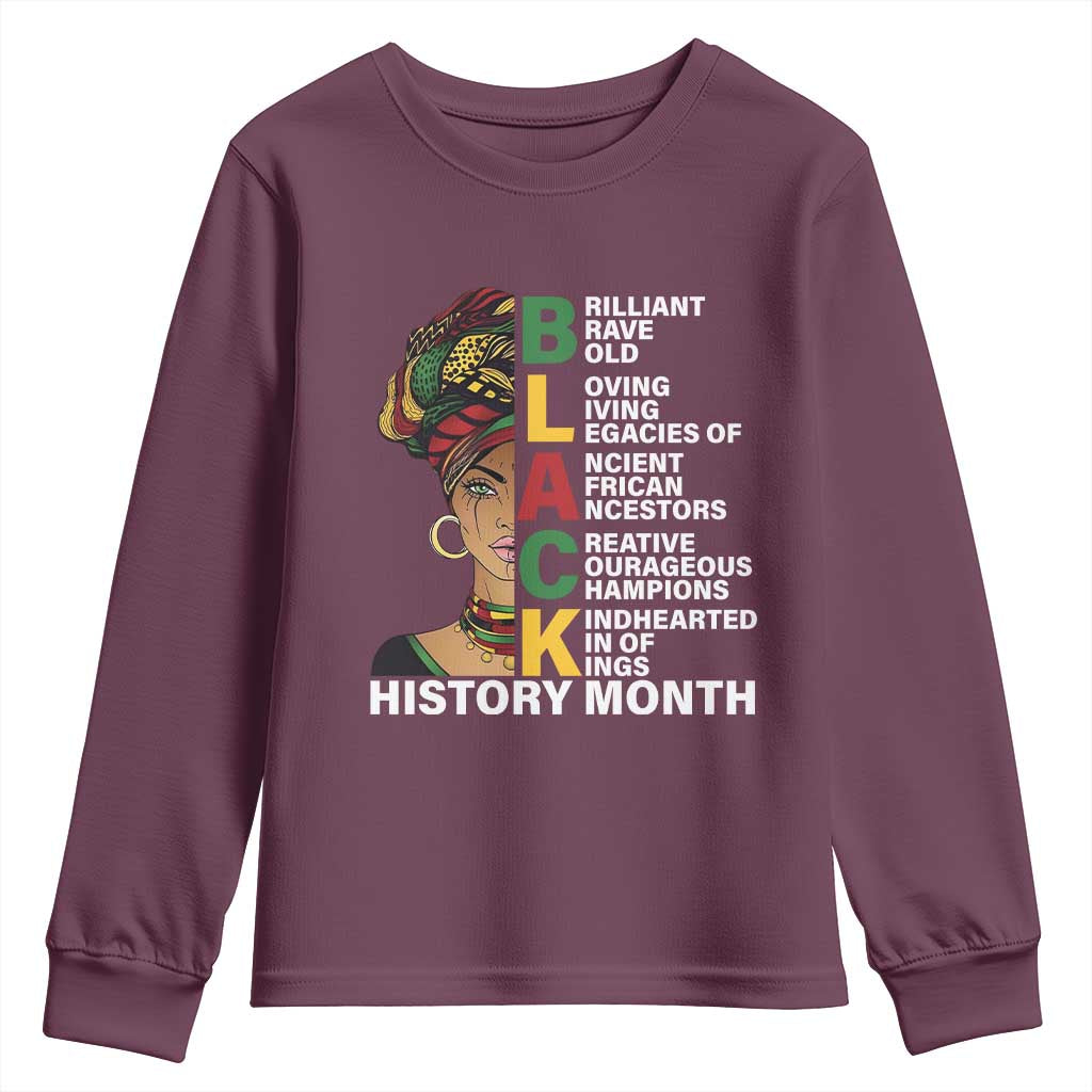 Black History Month Brilliant Brave Bold Youth Sweatshirt African American Pride TS11 Maroon Print Your Wear