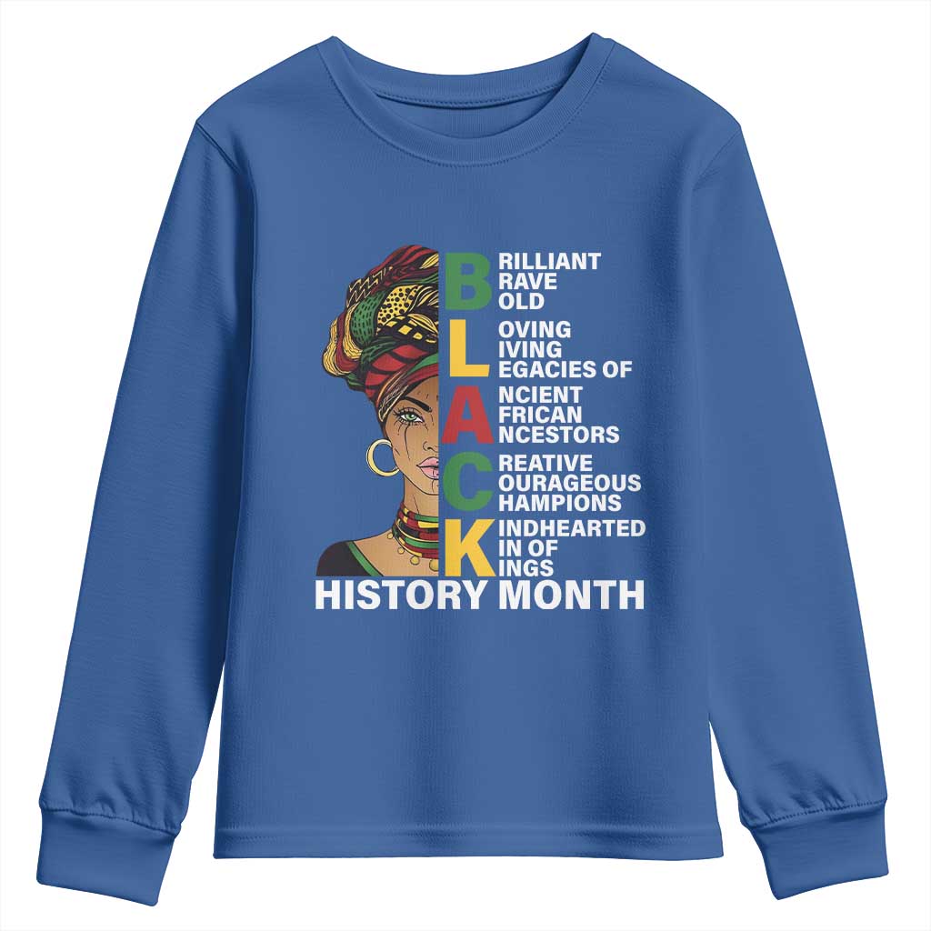 Black History Month Brilliant Brave Bold Youth Sweatshirt African American Pride TS11 Royal Blue Print Your Wear