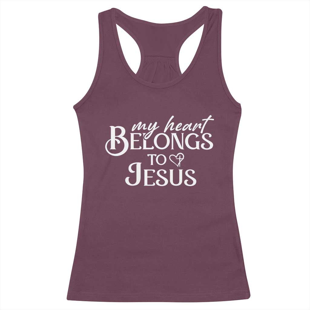 My Heart Belongs To Jesus Racerback Tank Top Christian Religious God Valentine's Day TS11 Maroon Print Your Wear