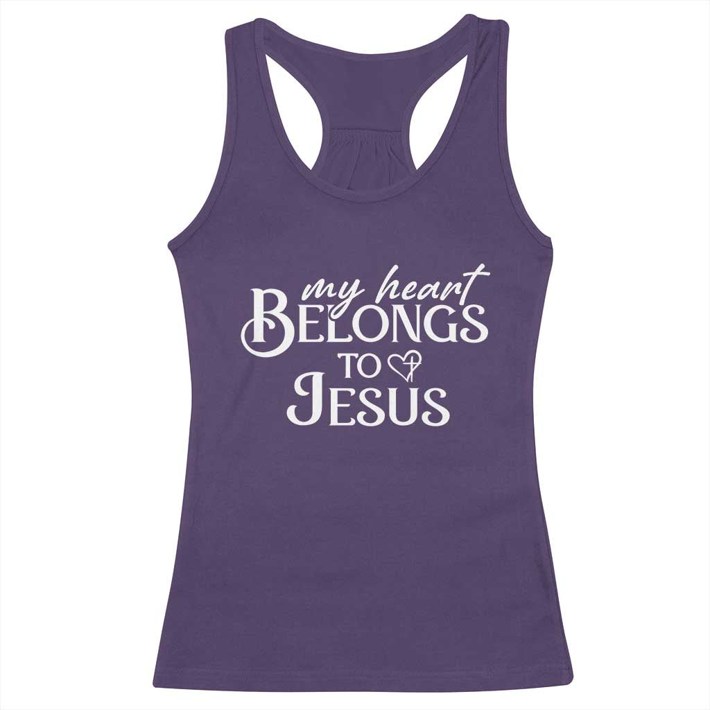My Heart Belongs To Jesus Racerback Tank Top Christian Religious God Valentine's Day TS11 Purple Print Your Wear