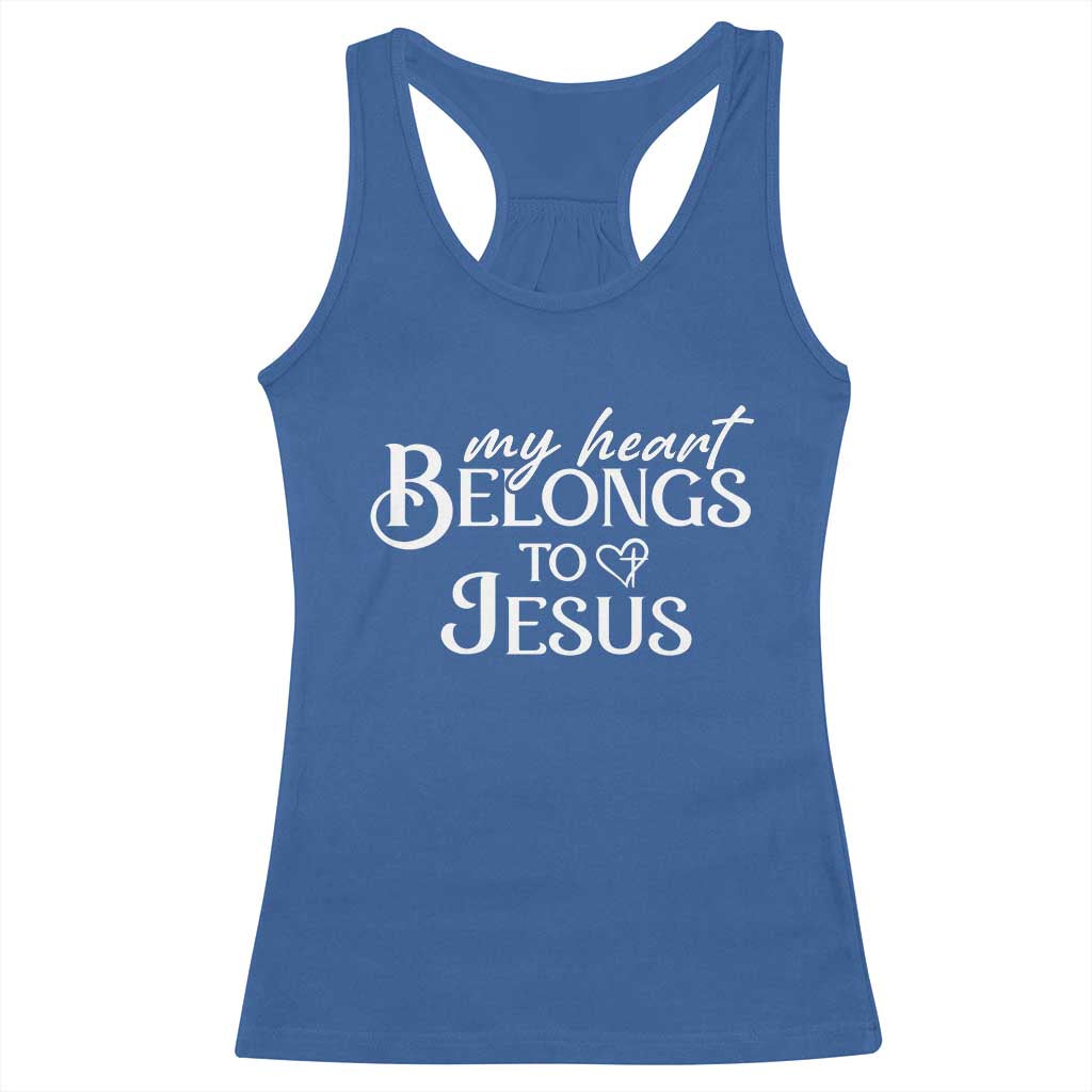 My Heart Belongs To Jesus Racerback Tank Top Christian Religious God Valentine's Day TS11 Royal Blue Print Your Wear