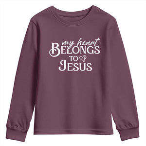 My Heart Belongs To Jesus Youth Sweatshirt Christian Religious God Valentine's Day TS11 Maroon Print Your Wear