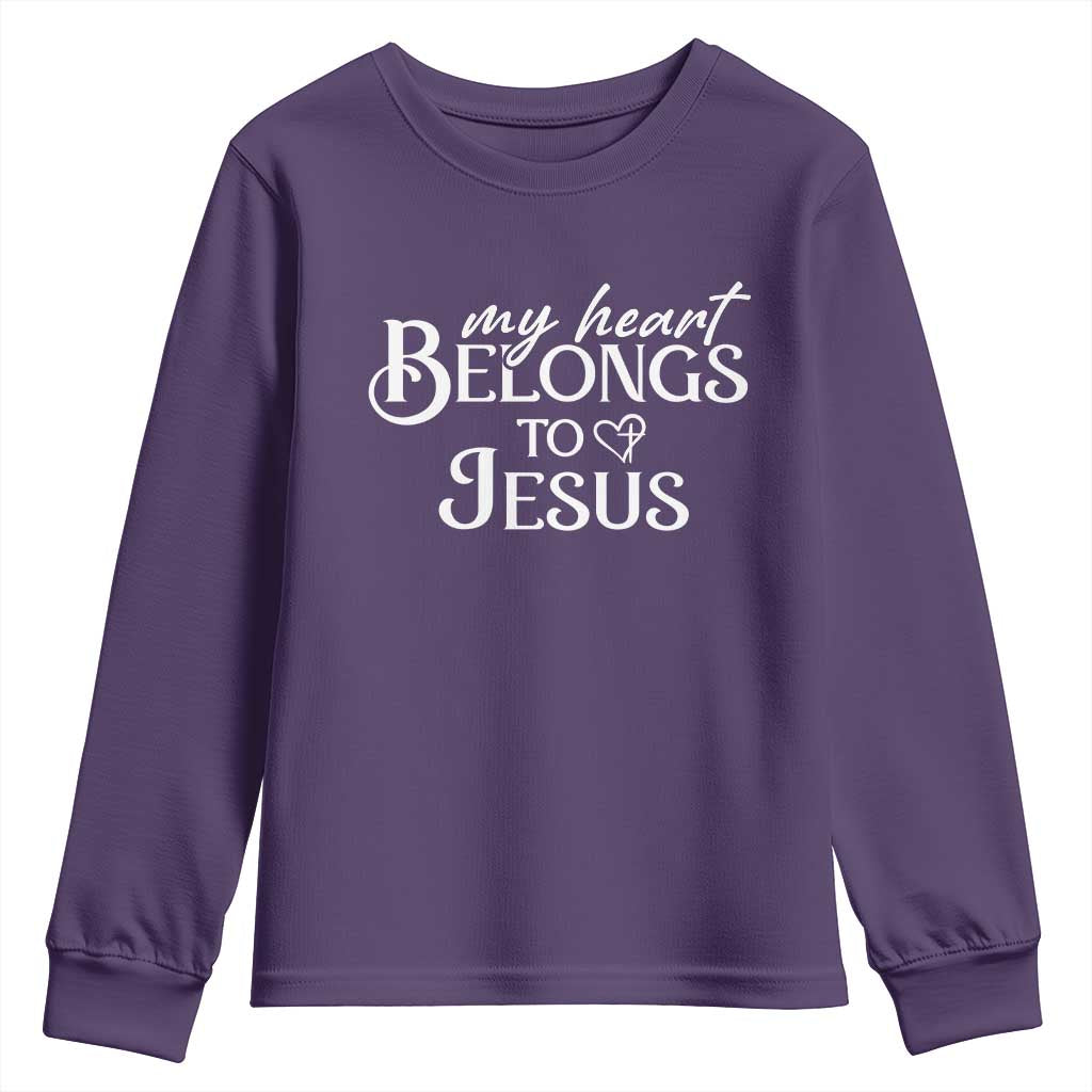 My Heart Belongs To Jesus Youth Sweatshirt Christian Religious God Valentine's Day TS11 Purple Print Your Wear