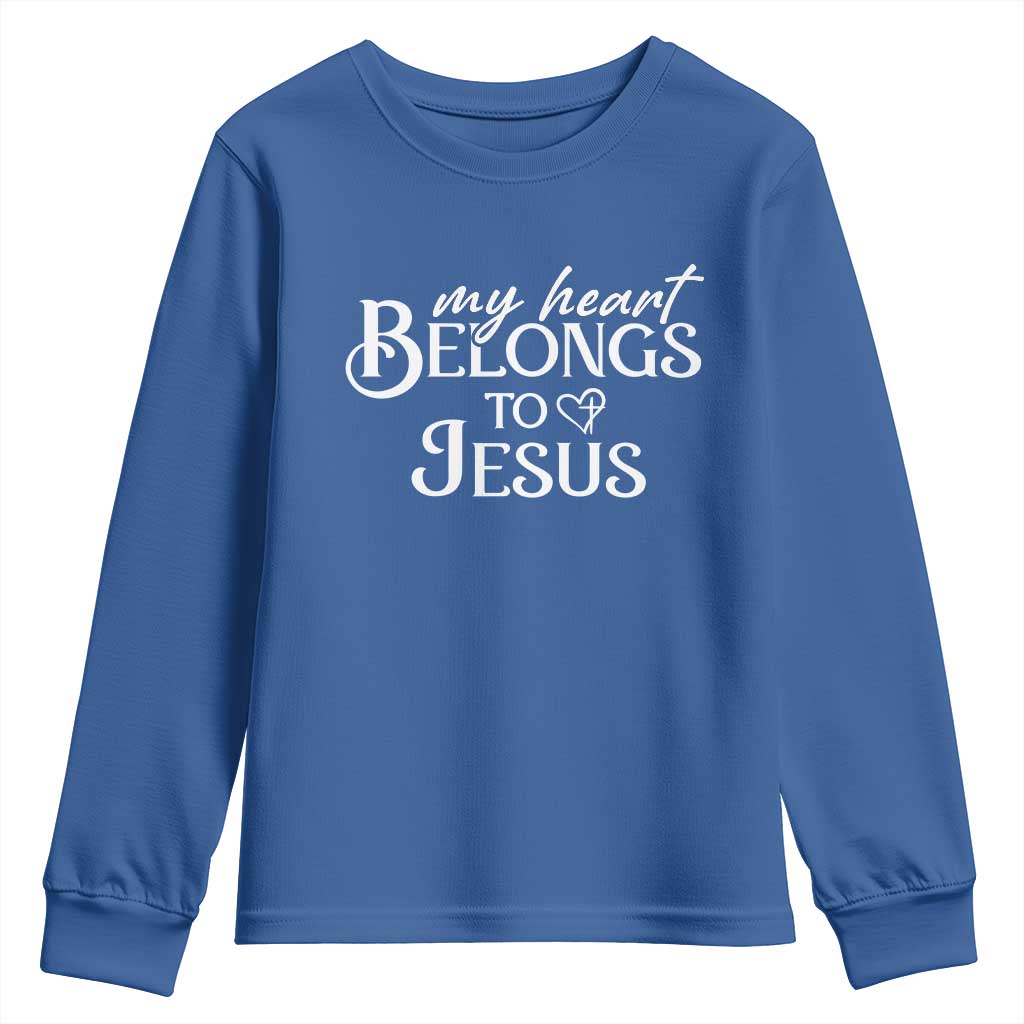 My Heart Belongs To Jesus Youth Sweatshirt Christian Religious God Valentine's Day TS11 Royal Blue Print Your Wear