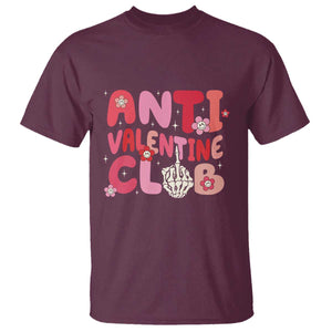Funny Anti Valentine Club T Shirt Retro Anti Valentine's Day Middle Finger TS11 Maroon Print Your Wear