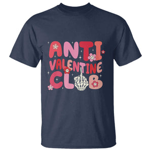 Funny Anti Valentine Club T Shirt Retro Anti Valentine's Day Middle Finger TS11 Navy Print Your Wear