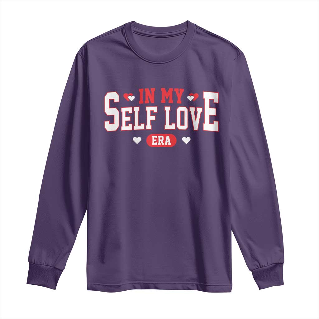 Funny Anti Valentine's Day Long Sleeve Shirt In My Self Love Era Singles Awareness Day TS11 Purple Print Your Wear