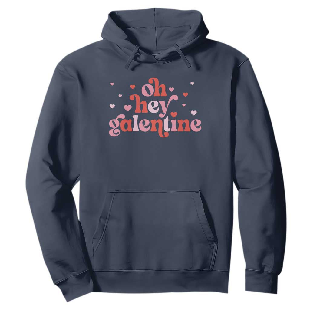 Funny Galentine's Day Hoodie Oh Hey Galentine Retro Heart TS11 Navy Print Your Wear