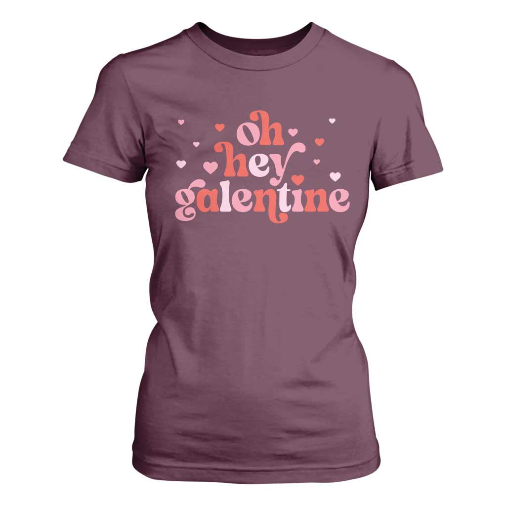 Funny Galentine's Day T Shirt For Women Oh Hey Galentine Retro Heart TS11 Maroon Print Your Wear
