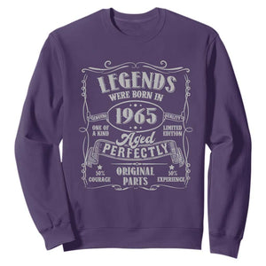 Funny Birthday Legends Were Born In 1965 Sweatshirt Vintage BDay Father's Day TS11 Purple Print Your Wear