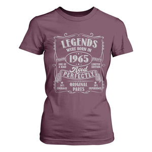 Funny Birthday Legends Were Born In 1965 T Shirt For Women Vintage BDay Father's Day TS11 Maroon Print Your Wear