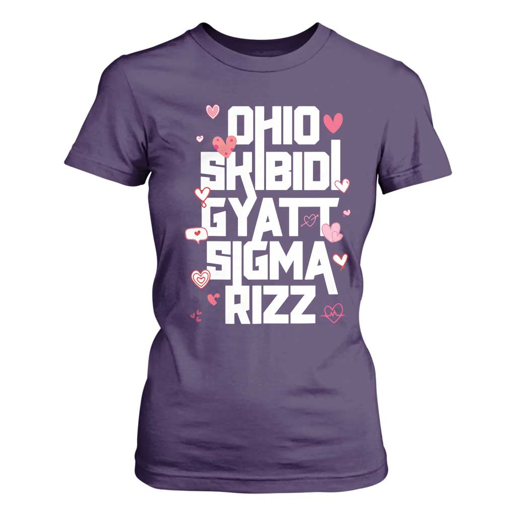 Funny Skibidi Rizz Gyatt Ohio Sigma Valentine's Day T Shirt For Women TS11 Purple Print Your Wear