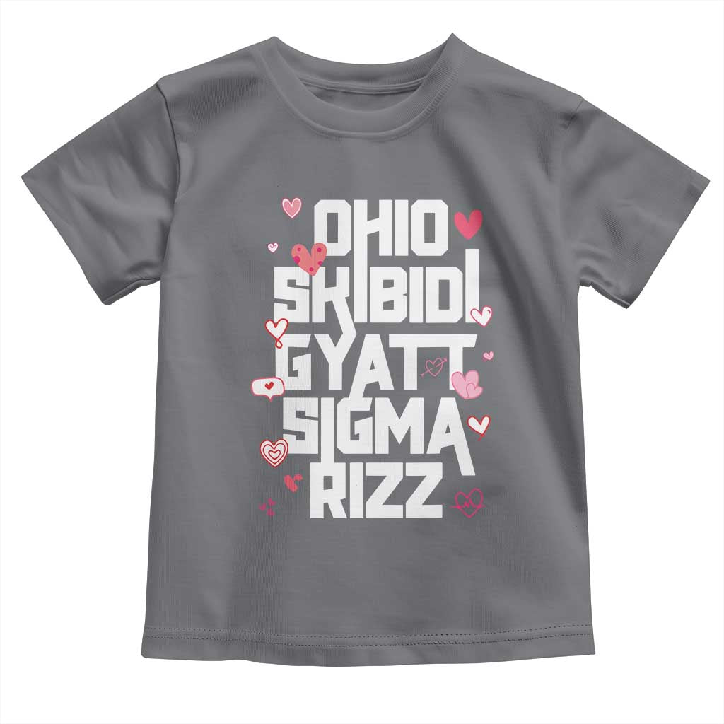 Funny Skibidi Rizz Gyatt Ohio Sigma Valentine's Day Toddler T Shirt TS11 Charcoal Print Your Wear