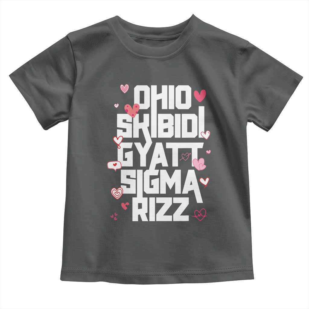 Funny Skibidi Rizz Gyatt Ohio Sigma Valentine's Day Toddler T Shirt TS11 Dark Heather Print Your Wear