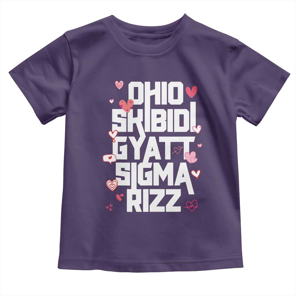 Funny Skibidi Rizz Gyatt Ohio Sigma Valentine's Day Toddler T Shirt TS11 Purple Print Your Wear
