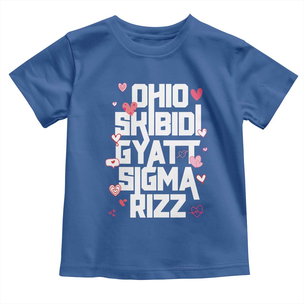 Funny Skibidi Rizz Gyatt Ohio Sigma Valentine's Day Toddler T Shirt TS11 Royal Blue Print Your Wear