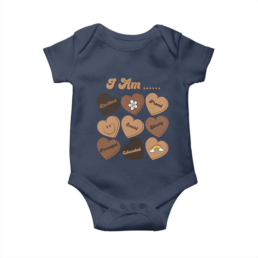 African American Proud Black History Month Baby Onesie Melanin Hearts TS11 Navy Print Your Wear
