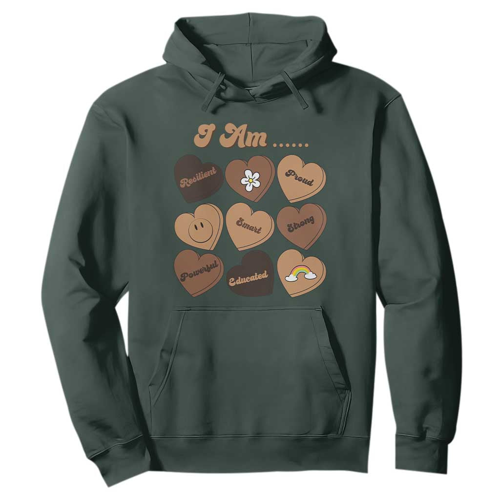 African American Proud Black History Month Hoodie Melanin Hearts TS11 Dark Forest Green Print Your Wear