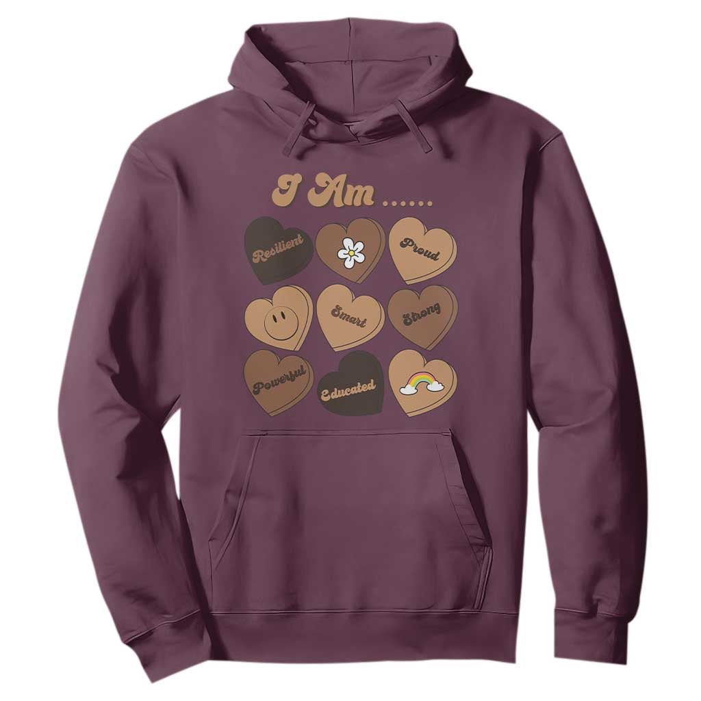 African American Proud Black History Month Hoodie Melanin Hearts TS11 Maroon Print Your Wear