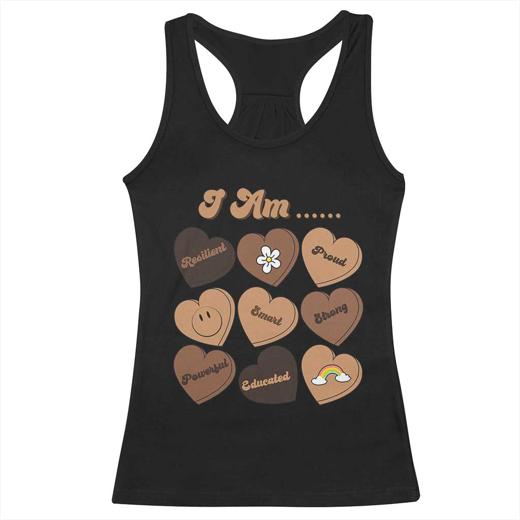 African American Proud Black History Month Racerback Tank Top Melanin Hearts TS11 Black Print Your Wear