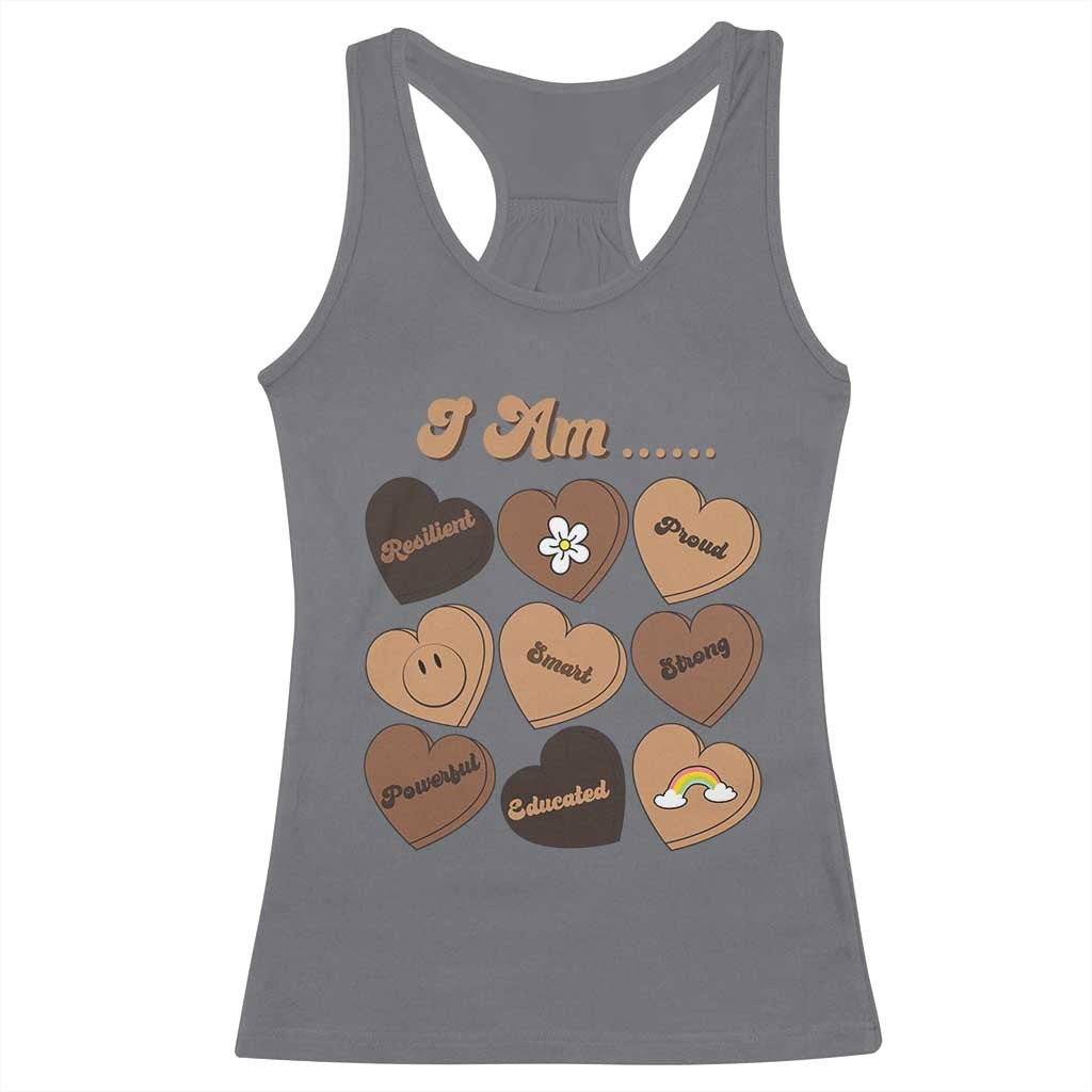 African American Proud Black History Month Racerback Tank Top Melanin Hearts TS11 Charcoal Print Your Wear
