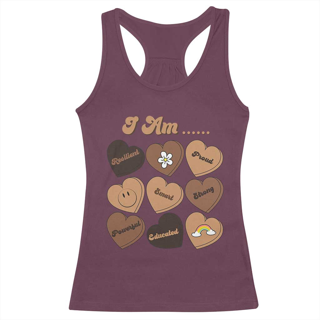 African American Proud Black History Month Racerback Tank Top Melanin Hearts TS11 Maroon Print Your Wear