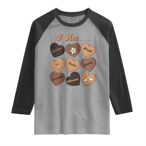 African American Proud Black History Month Raglan Shirt Melanin Hearts TS11 Sport Gray Black Print Your Wear