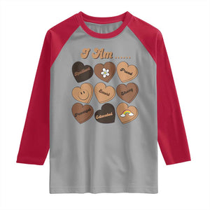 African American Proud Black History Month Raglan Shirt Melanin Hearts TS11 Sport Gray Red Print Your Wear
