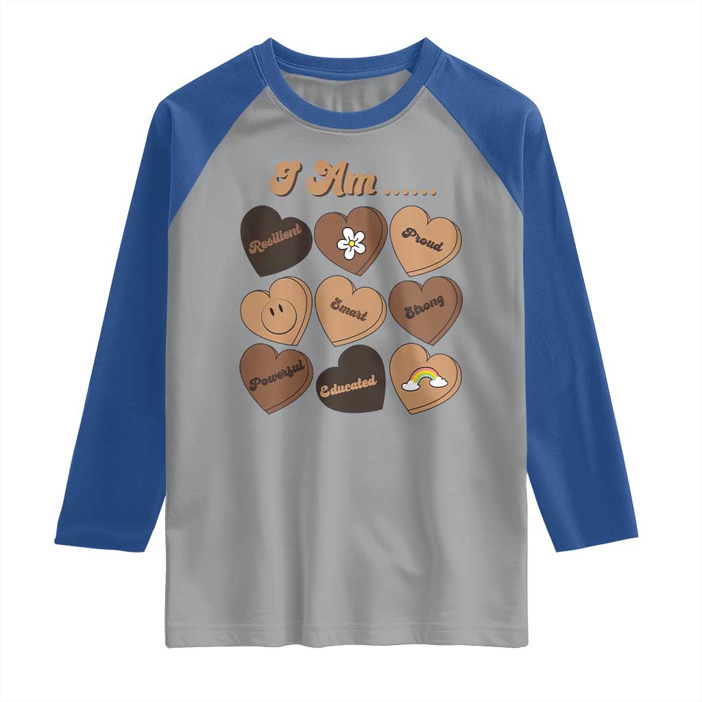 African American Proud Black History Month Raglan Shirt Melanin Hearts TS11 Sport Gray Royal Print Your Wear