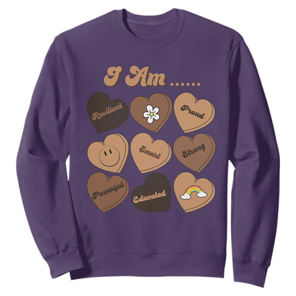 African American Proud Black History Month Sweatshirt Melanin Hearts TS11 Purple Print Your Wear