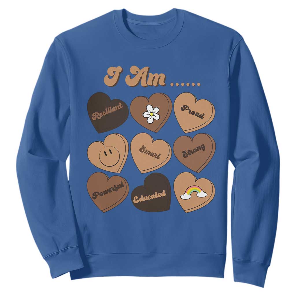 African American Proud Black History Month Sweatshirt Melanin Hearts TS11 Royal Blue Print Your Wear