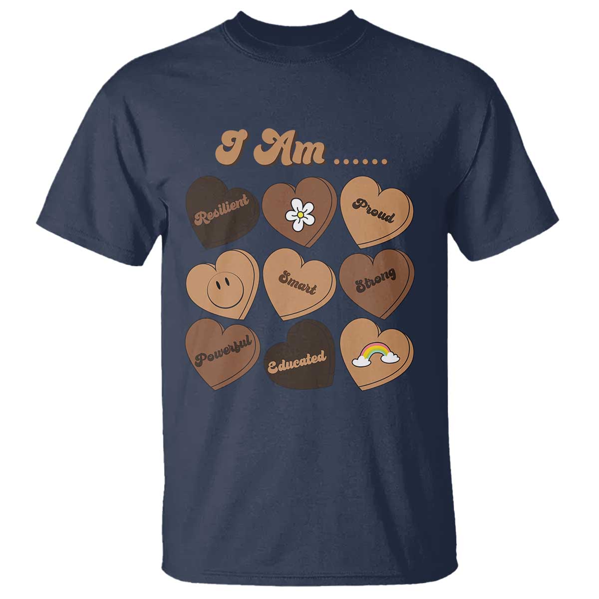 African American Proud Black History Month T Shirt Melanin Hearts TS11 Navy Print Your Wear