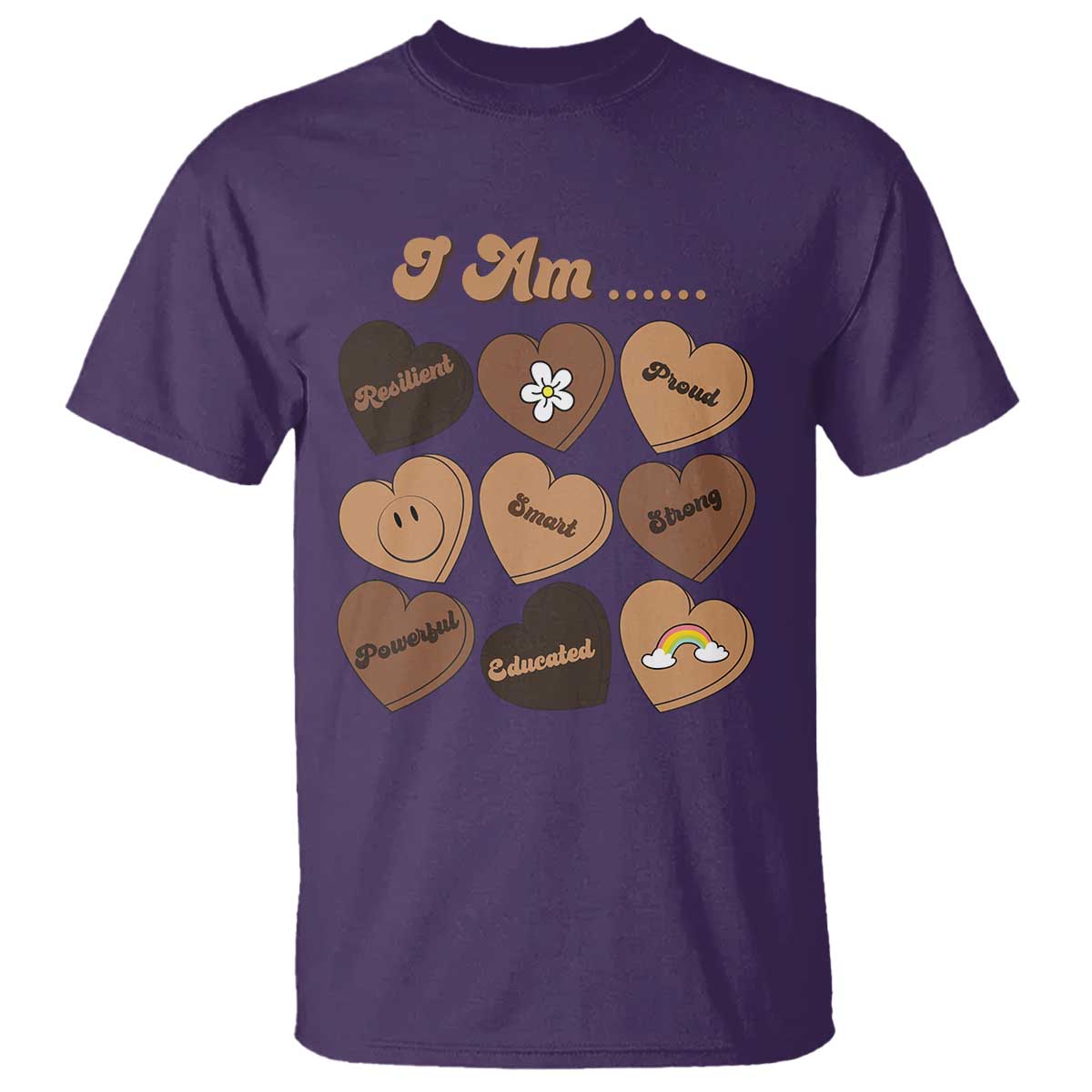 African American Proud Black History Month T Shirt Melanin Hearts TS11 Purple Print Your Wear