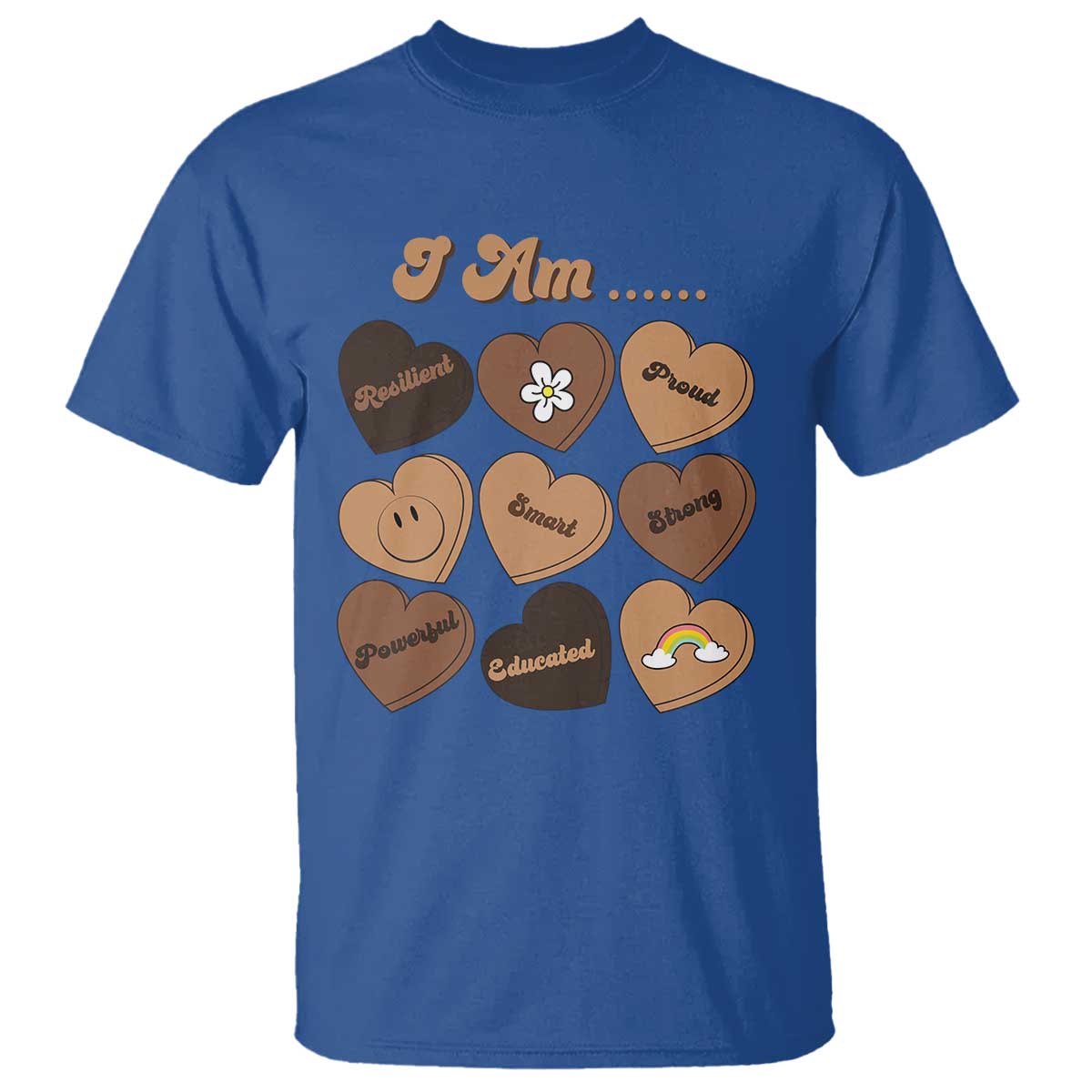 African American Proud Black History Month T Shirt Melanin Hearts TS11 Royal Blue Print Your Wear