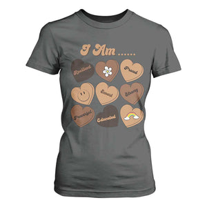 African American Proud Black History Month T Shirt For Women Melanin Hearts TS11 Dark Heather Print Your Wear