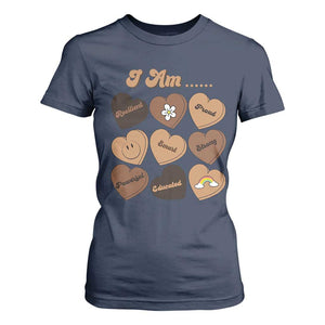 African American Proud Black History Month T Shirt For Women Melanin Hearts TS11 Navy Print Your Wear