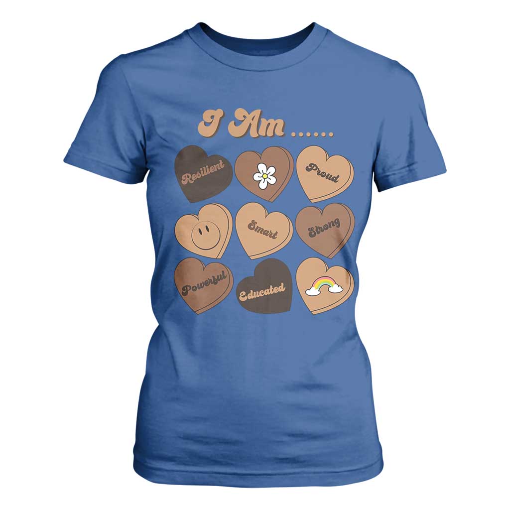 African American Proud Black History Month T Shirt For Women Melanin Hearts TS11 Royal Blue Print Your Wear