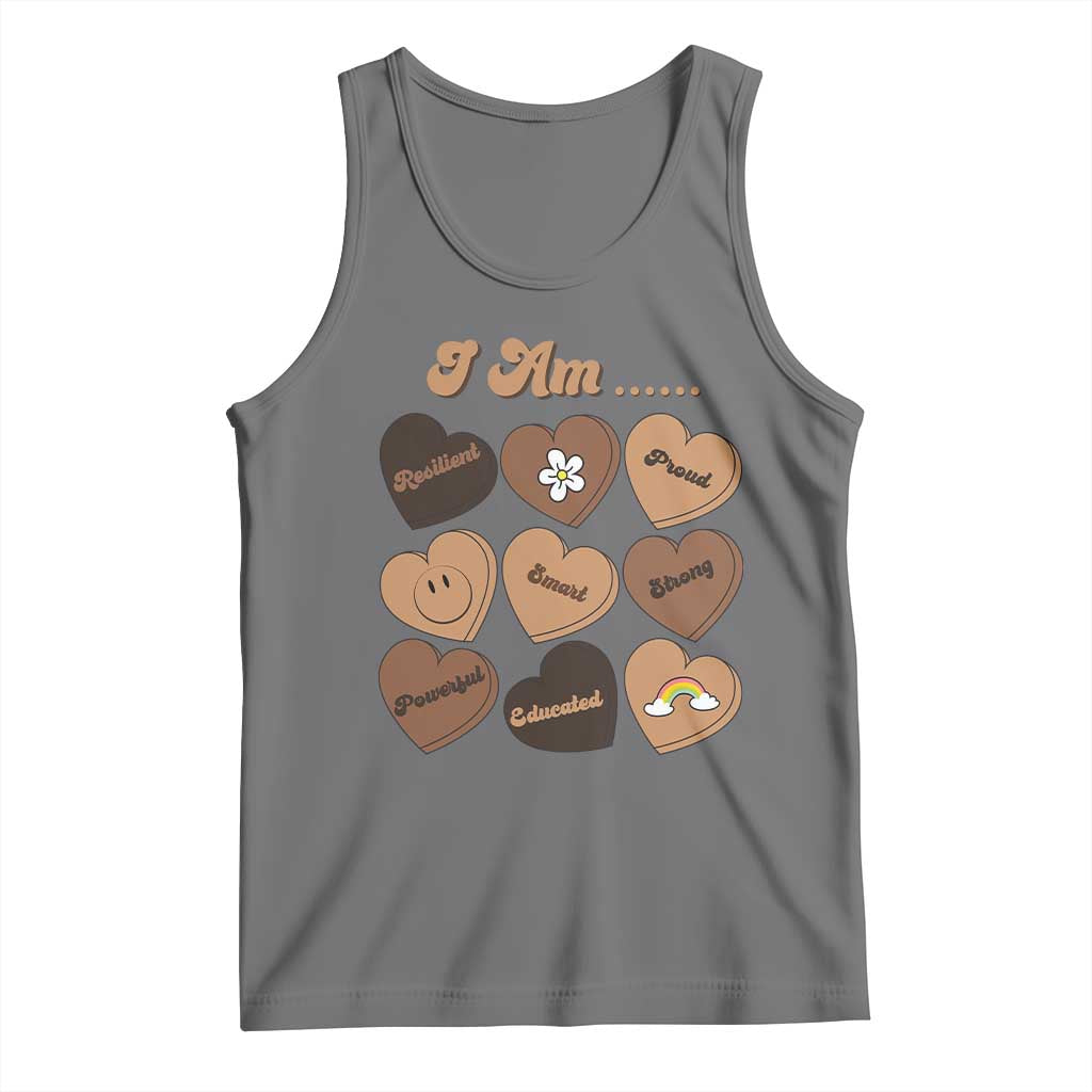 African American Proud Black History Month Tank Top Melanin Hearts TS11 Black Heather Print Your Wear