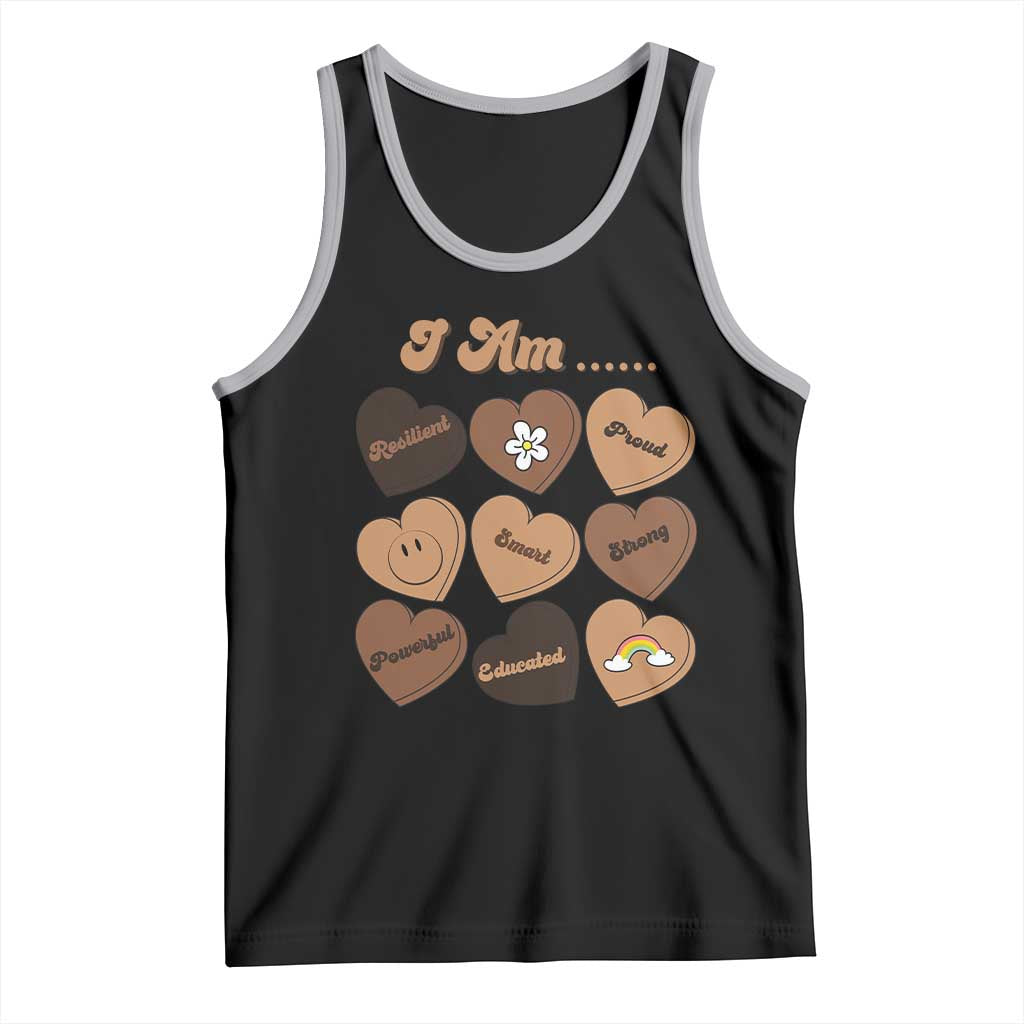 African American Proud Black History Month Tank Top Melanin Hearts TS11 Black Athletic Heather Print Your Wear